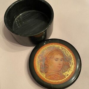 Edna Hibel round marble box